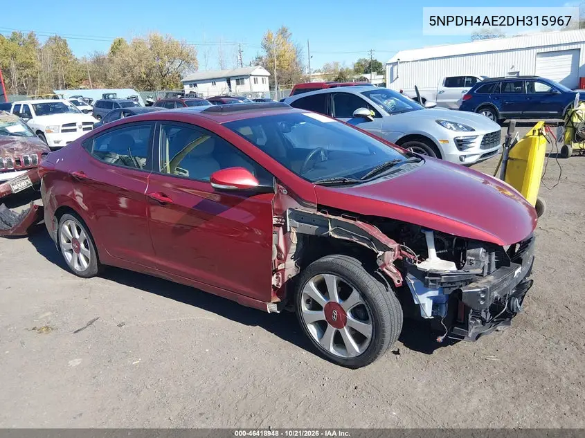HYUNDAI ELANTRA 2013, VIN 5NPDH4AE2DH315967