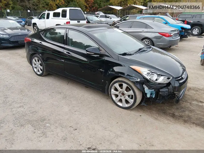 HYUNDAI ELANTRA 2013, VIN KMHDH4AE2DU748366