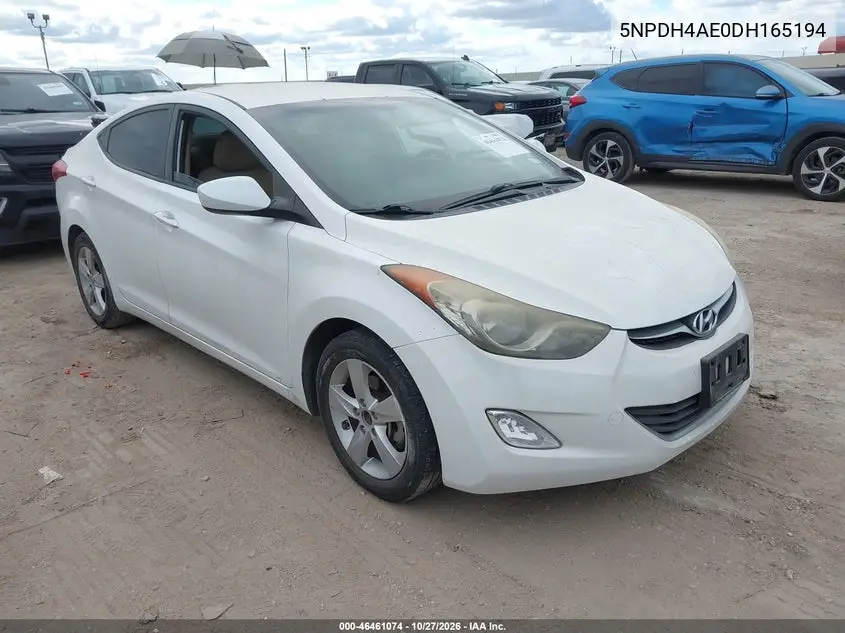 HYUNDAI ELANTRA 2013, VIN 5NPDH4AE0DH165194