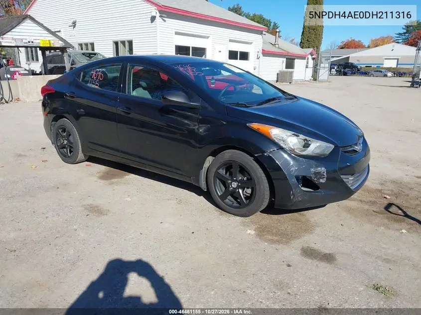 HYUNDAI ELANTRA 2013, VIN 5NPDH4AE0DH211316