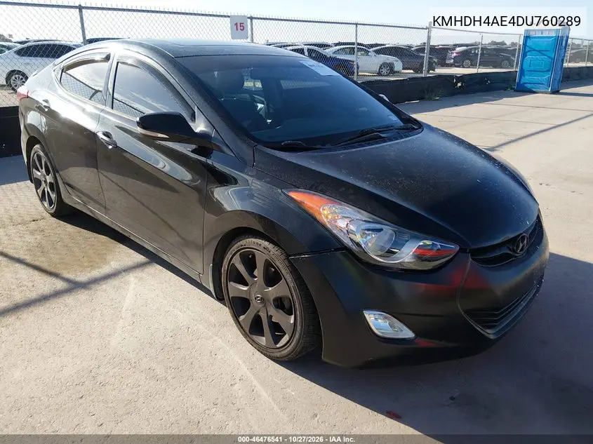 HYUNDAI ELANTRA 2013, VIN KMHDH4AE4DU760289