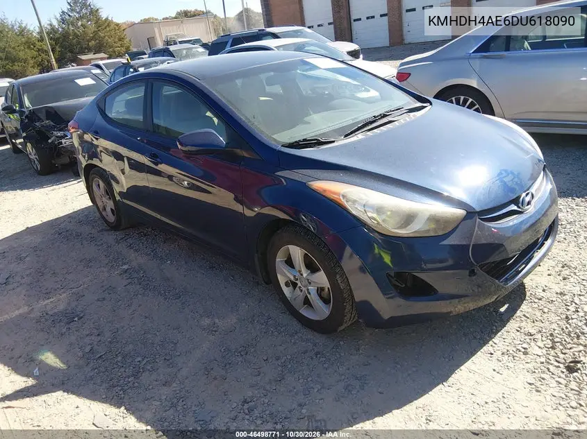 HYUNDAI ELANTRA 2013, VIN KMHDH4AE6DU618090