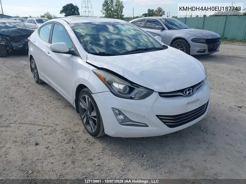 HYUNDAI ELANTRA 2014, VIN KMHDH4AH0EU187743