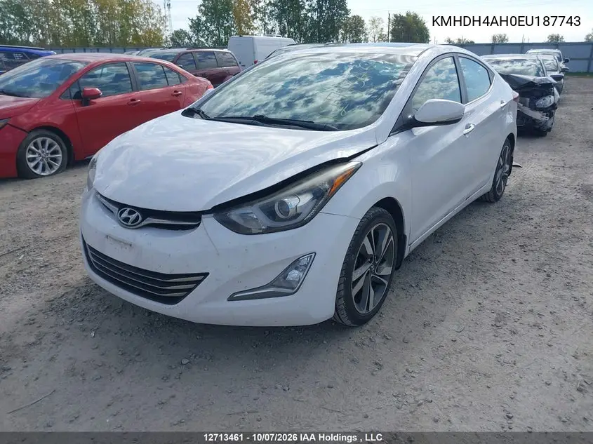 2014 HYUNDAI ELANTRA VIN KMHDH4AH0EU187743 — фото 2