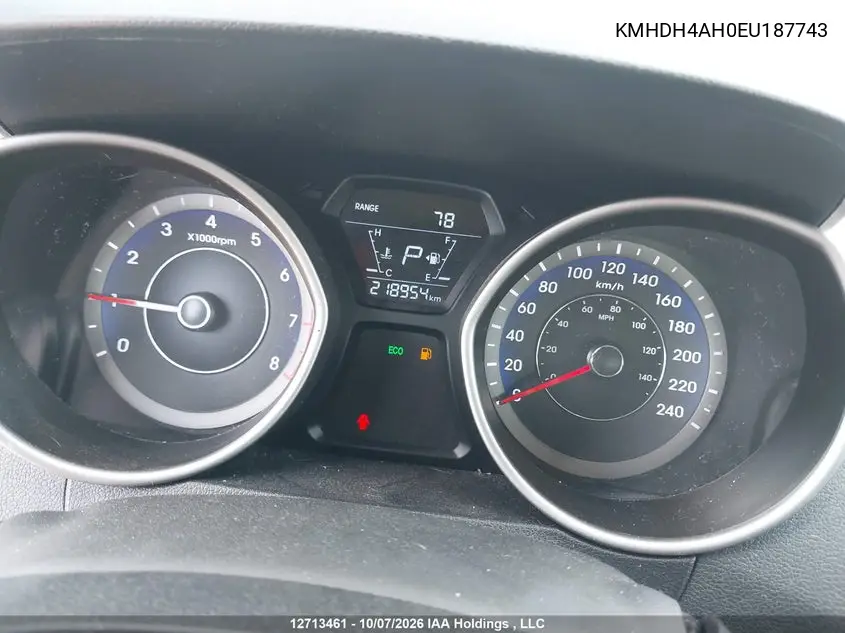 2014 HYUNDAI ELANTRA VIN KMHDH4AH0EU187743 — фото 7