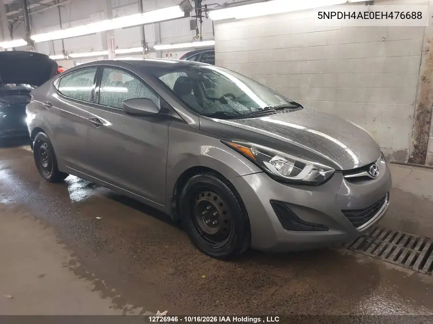 HYUNDAI ELANTRA 2014, VIN 5NPDH4AE0EH476688