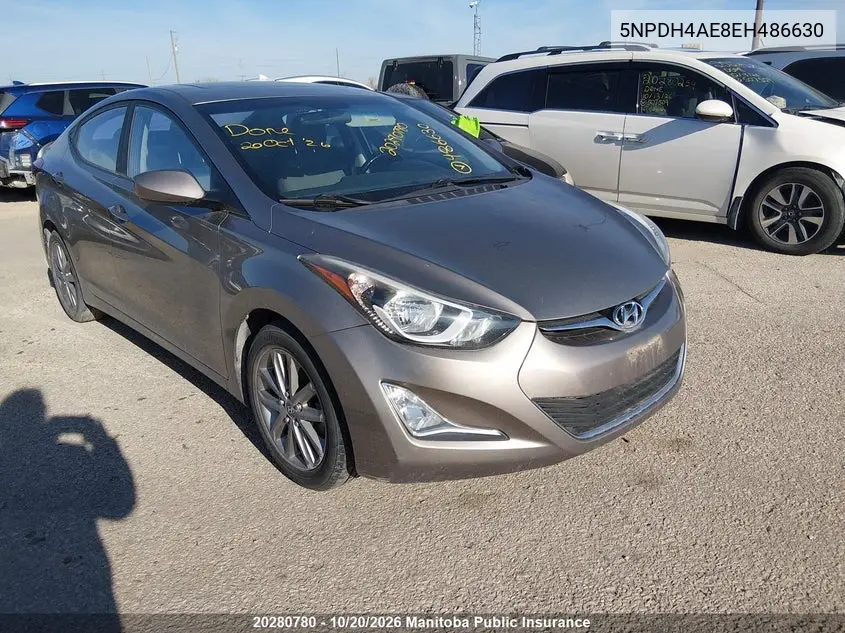 HYUNDAI ELANTRA 2014, VIN 5NPDH4AE8EH486630