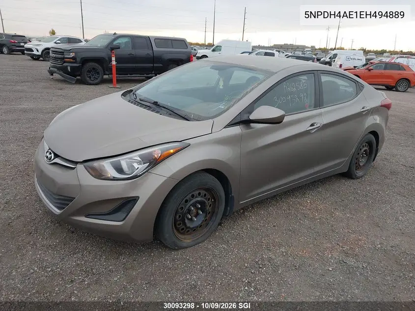 2014 HYUNDAI ELANTRA VIN 5NPDH4AE1EH494889 — фото 2