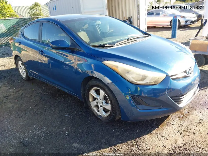 HYUNDAI ELANTRA 2014, VIN KMHDH4AE9EU181882