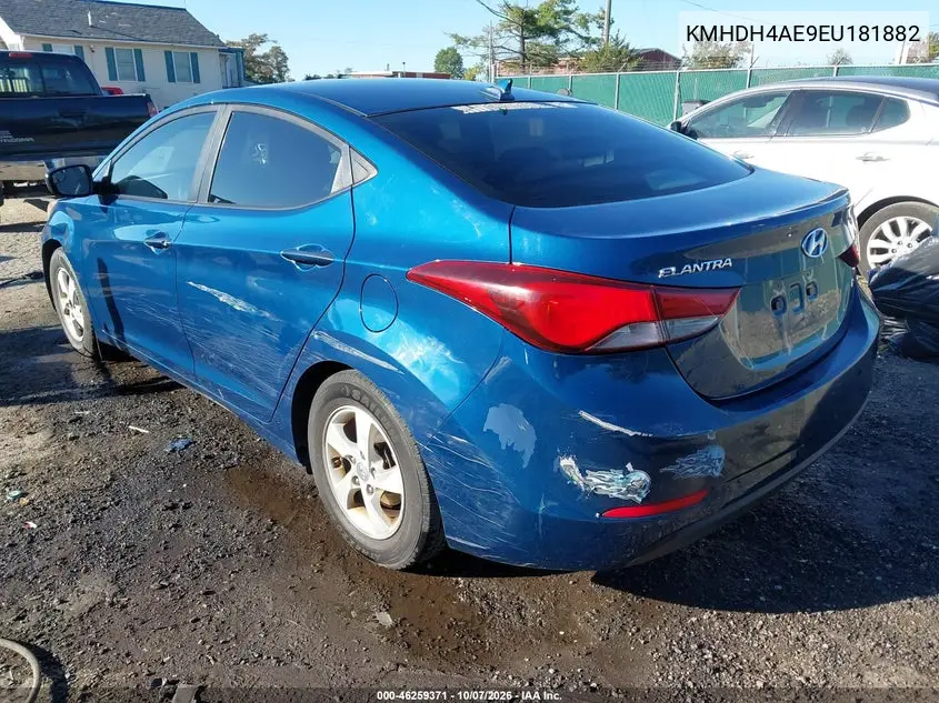 2014 HYUNDAI ELANTRA VIN KMHDH4AE9EU181882 — фото 3