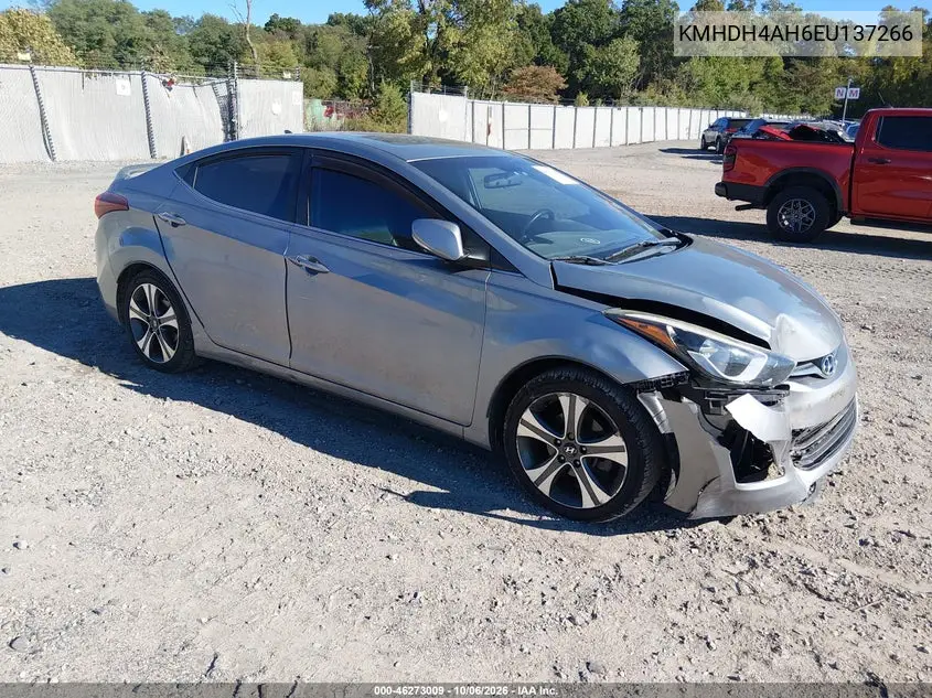 HYUNDAI ELANTRA 2014, VIN KMHDH4AH6EU137266
