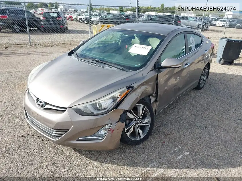 2014 HYUNDAI ELANTRA VIN 5NPDH4AE9EH524074 — фото 2