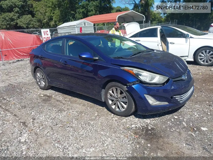 HYUNDAI ELANTRA 2014, VIN 5NPDH4AE1EH472780