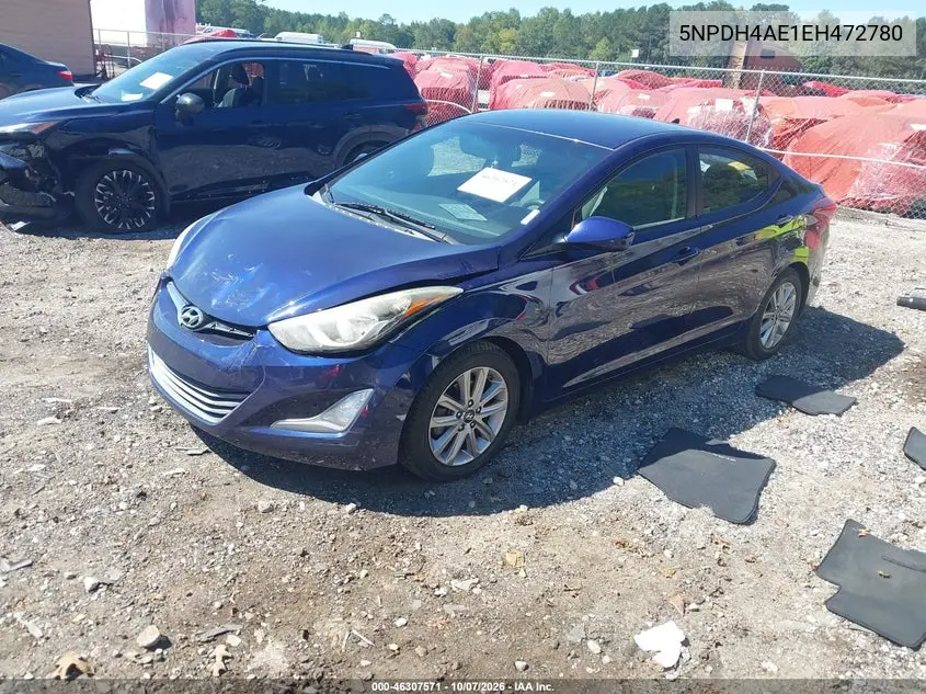 2014 HYUNDAI ELANTRA VIN 5NPDH4AE1EH472780 — фото 2
