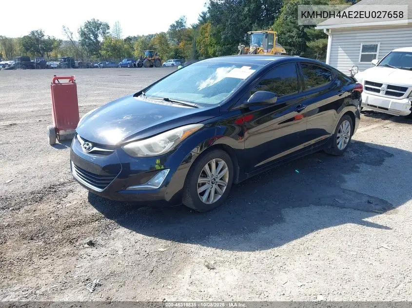 2014 HYUNDAI ELANTRA VIN KMHDH4AE2EU027658 — фото 2