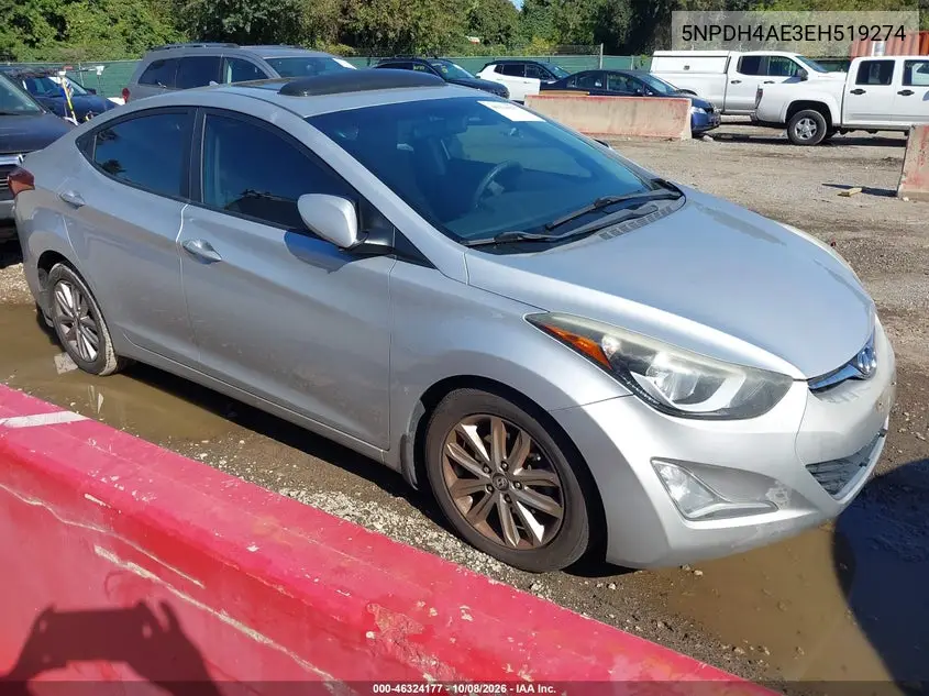 HYUNDAI ELANTRA 2014, VIN 5NPDH4AE3EH519274