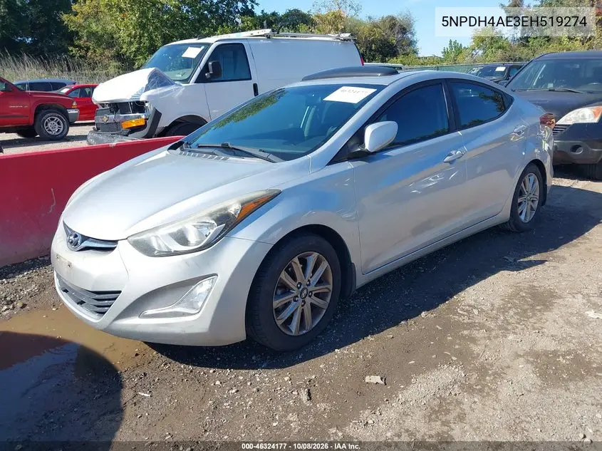 2014 HYUNDAI ELANTRA VIN 5NPDH4AE3EH519274 — фото 2
