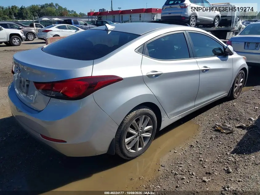 2014 HYUNDAI ELANTRA VIN 5NPDH4AE3EH519274 — фото 4