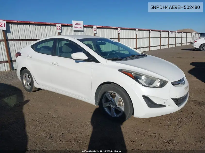 HYUNDAI ELANTRA 2014, VIN 5NPDH4AE9EH502480