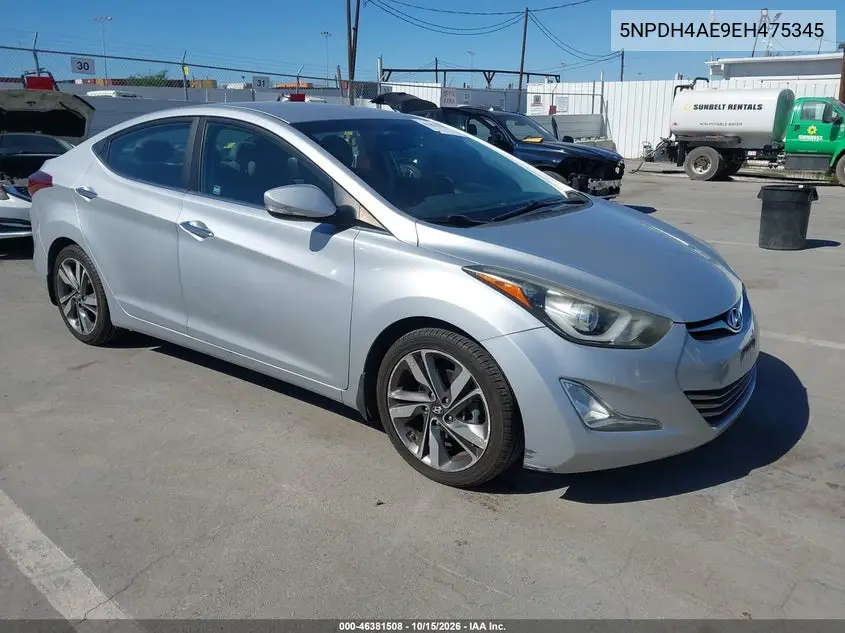 HYUNDAI ELANTRA 2014, VIN 5NPDH4AE9EH475345