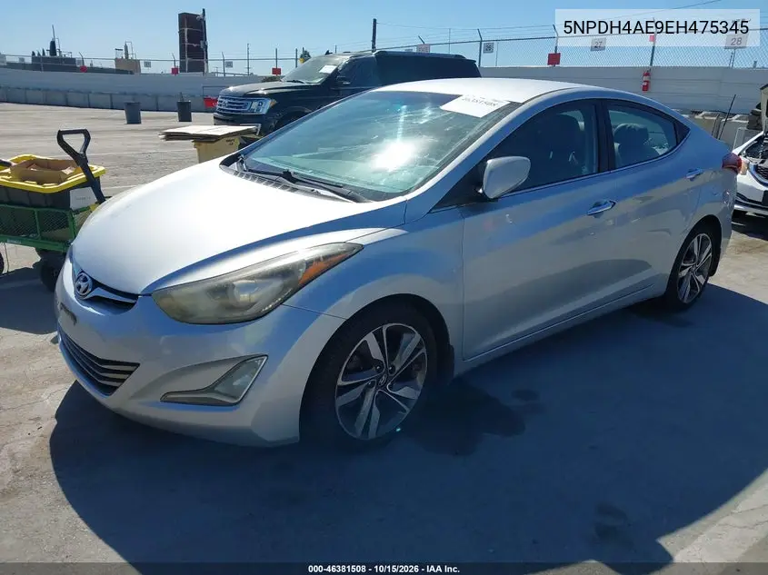 2014 HYUNDAI ELANTRA VIN 5NPDH4AE9EH475345 — фото 2