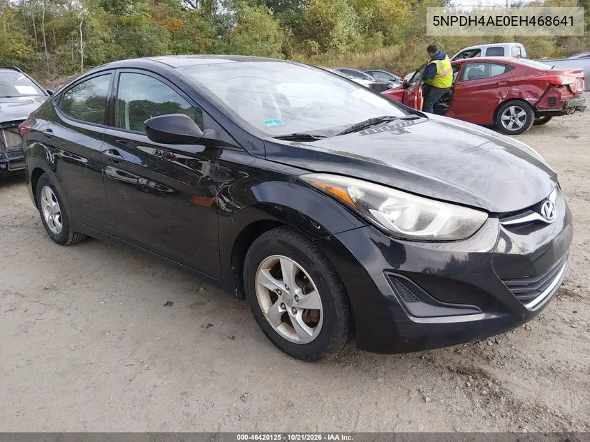 HYUNDAI ELANTRA 2014, VIN 5NPDH4AE0EH468641