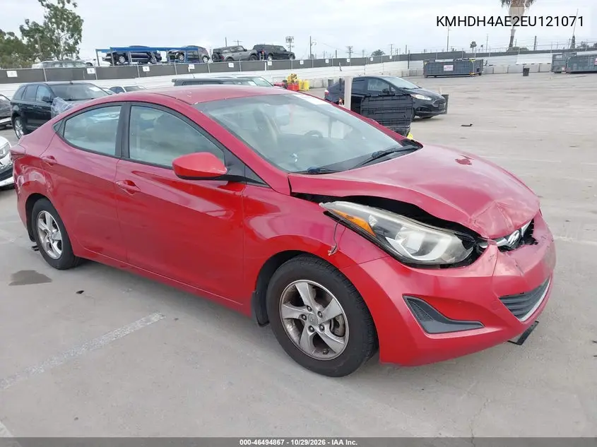 HYUNDAI ELANTRA 2014, VIN KMHDH4AE2EU121071
