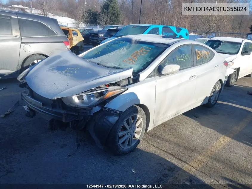 2015 HYUNDAI ELANTRA VIN KMHDH4AE9FU355824 — фото 2
