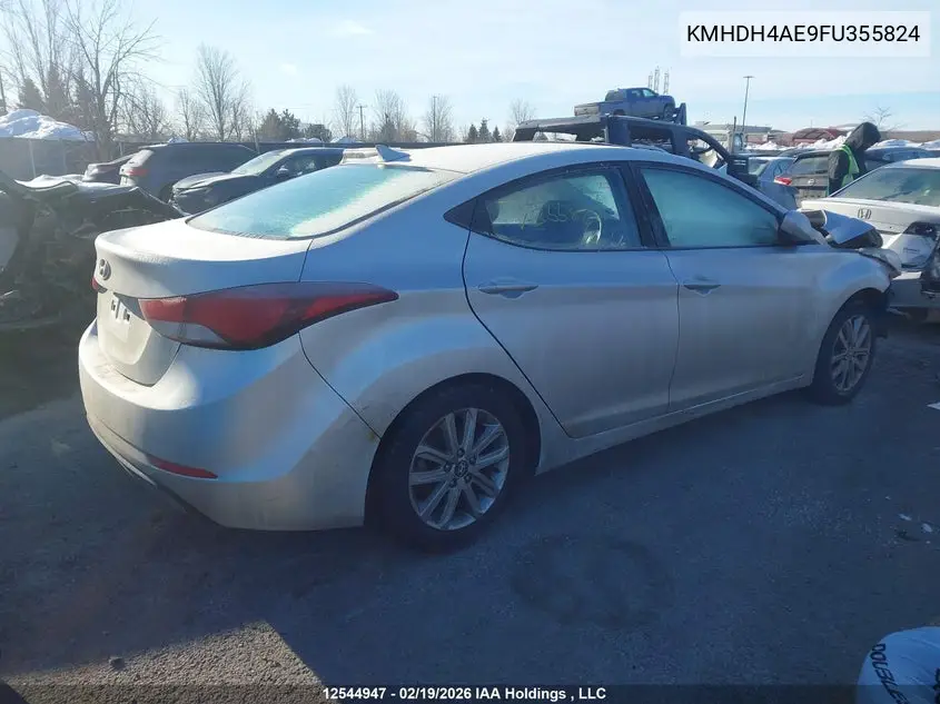 2015 HYUNDAI ELANTRA VIN KMHDH4AE9FU355824 — фото 4