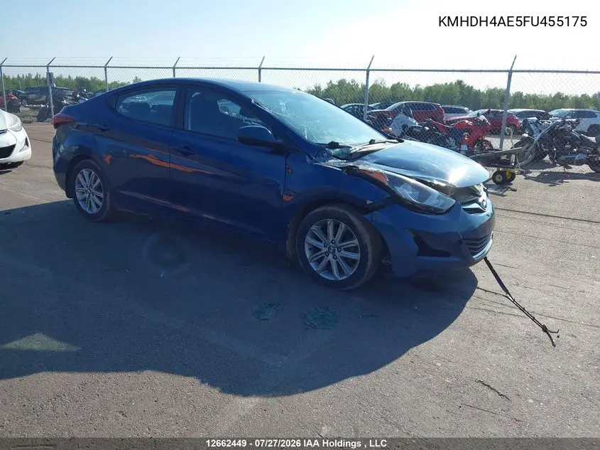 HYUNDAI ELANTRA 2015, VIN KMHDH4AE5FU455175