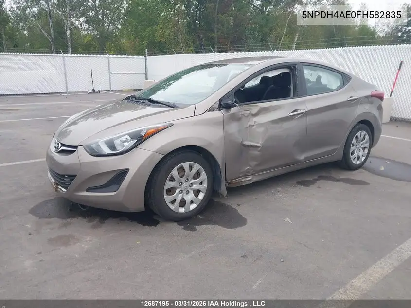 2015 HYUNDAI ELANTRA VIN 5NPDH4AE0FH582835 — фото 2