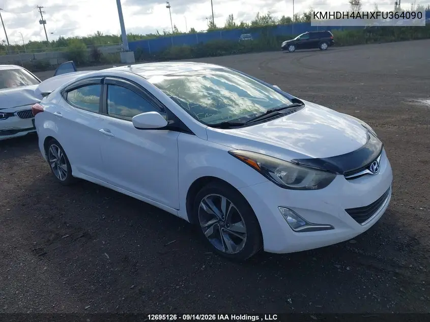 HYUNDAI ELANTRA 2015, VIN KMHDH4AHXFU364090