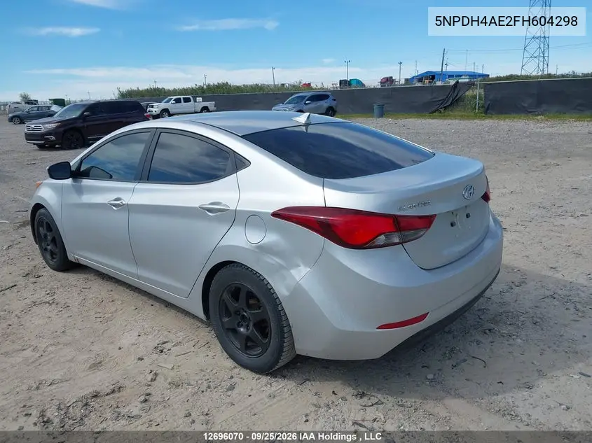 2015 HYUNDAI ELANTRA VIN 5NPDH4AE2FH604298 — фото 3