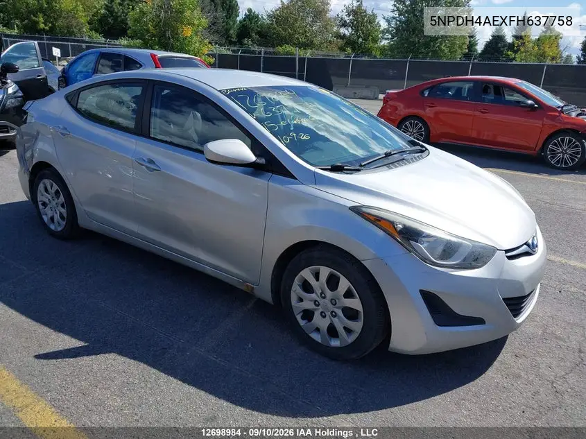 HYUNDAI ELANTRA 2015, VIN 5NPDH4AEXFH637758