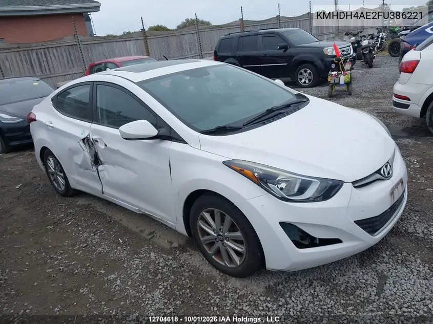 HYUNDAI ELANTRA 2015, VIN KMHDH4AE2FU386221