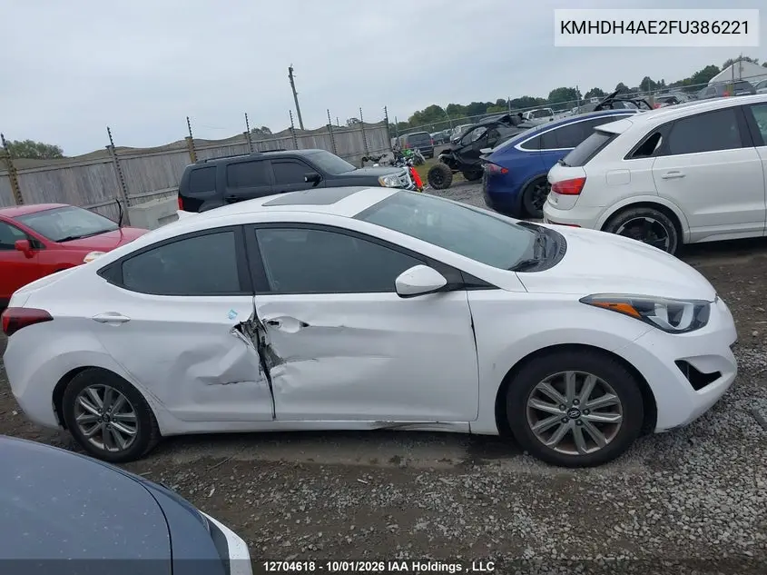 2015 HYUNDAI ELANTRA VIN KMHDH4AE2FU386221 — фото 12