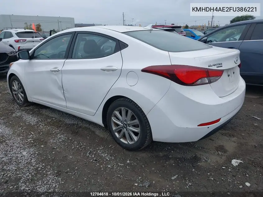 2015 HYUNDAI ELANTRA VIN KMHDH4AE2FU386221 — фото 3