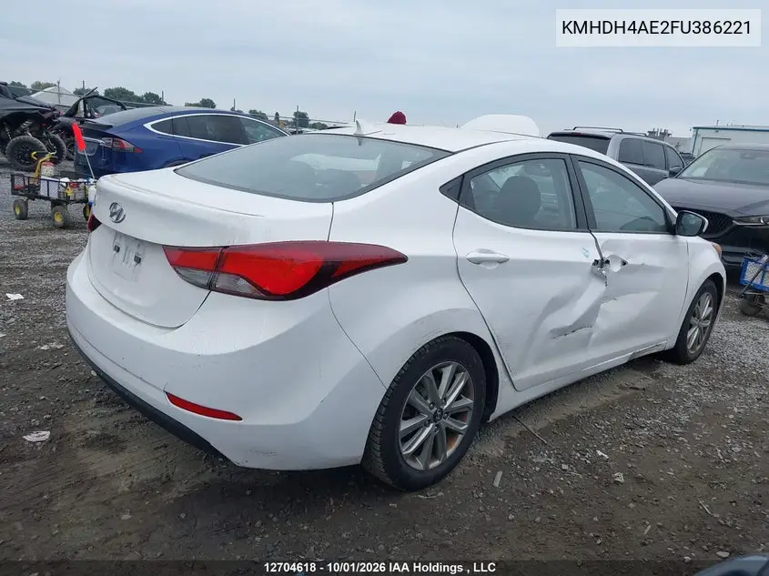 2015 HYUNDAI ELANTRA VIN KMHDH4AE2FU386221 — фото 4