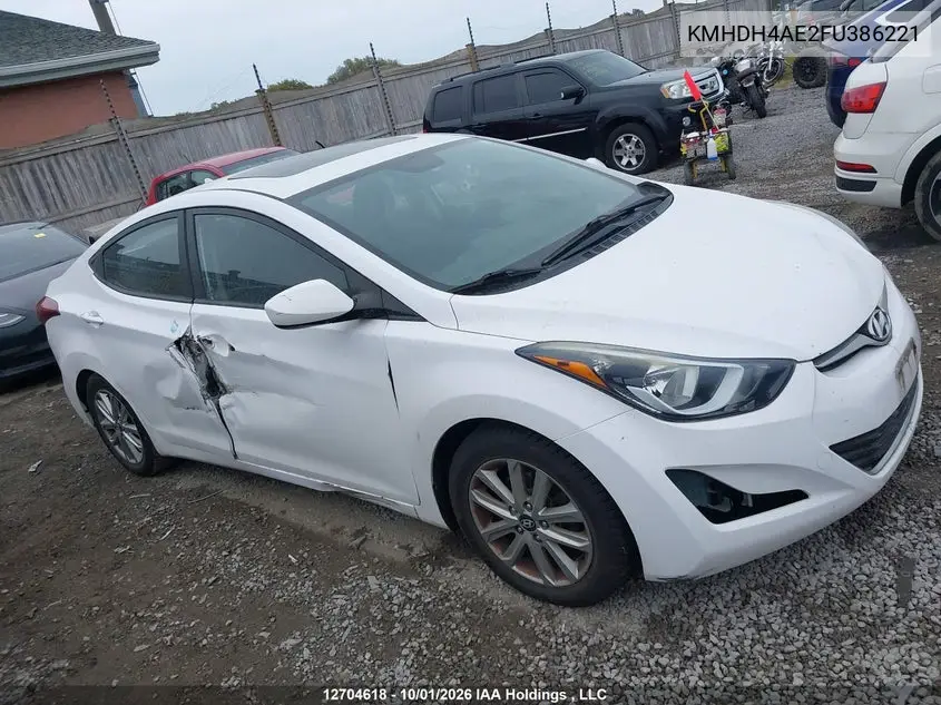 2015 HYUNDAI ELANTRA VIN KMHDH4AE2FU386221 — фото 6