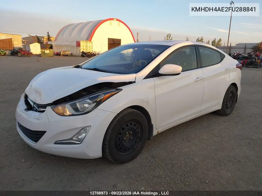 2015 HYUNDAI ELANTRA VIN KMHDH4AE2FU288841 — фото 2