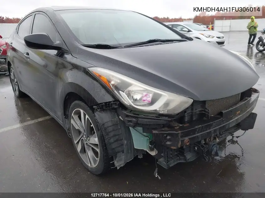 HYUNDAI ELANTRA 2015, VIN KMHDH4AH1FU306014