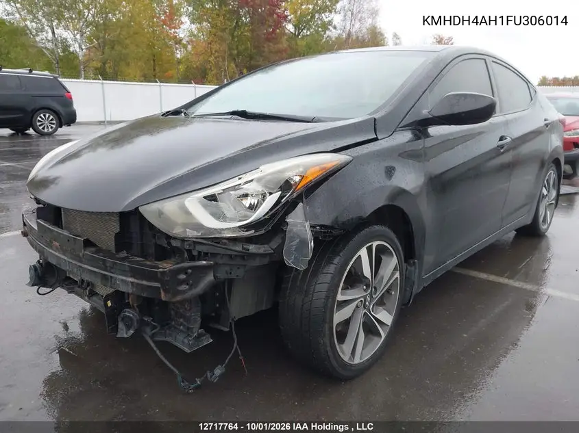 2015 HYUNDAI ELANTRA VIN KMHDH4AH1FU306014 — фото 2