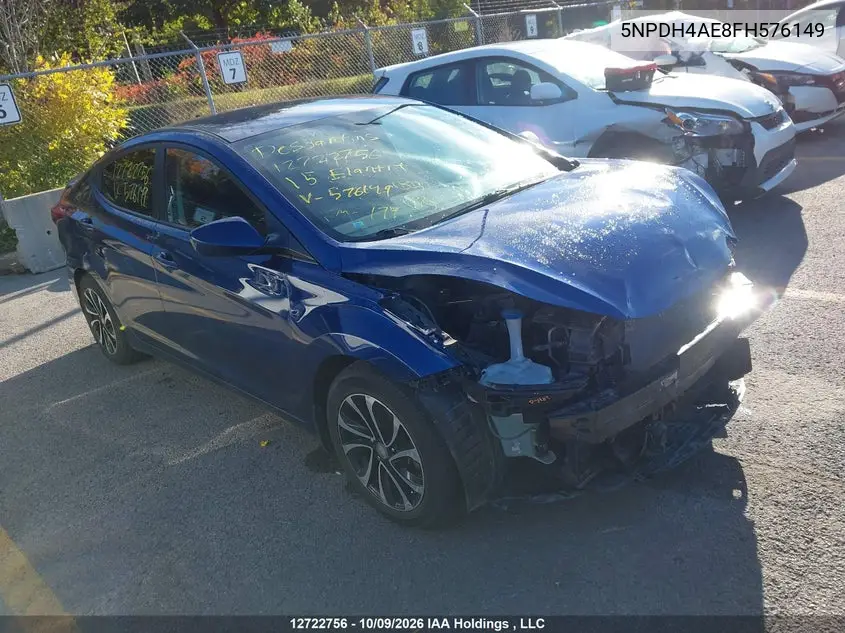HYUNDAI ELANTRA 2015, VIN 5NPDH4AE8FH576149