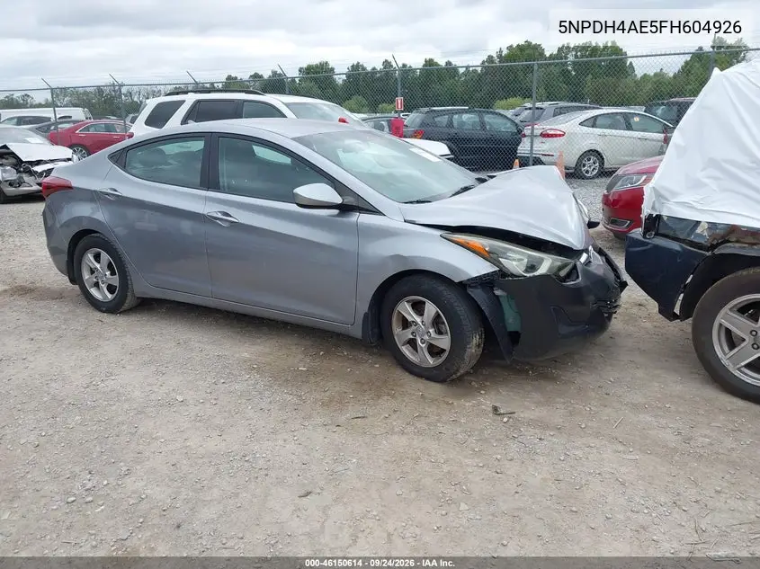 HYUNDAI ELANTRA 2015, VIN 5NPDH4AE5FH604926