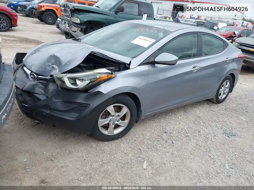 2015 HYUNDAI ELANTRA VIN 5NPDH4AE5FH604926 — фото 2