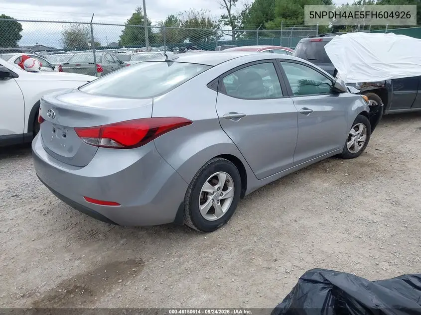 2015 HYUNDAI ELANTRA VIN 5NPDH4AE5FH604926 — фото 4