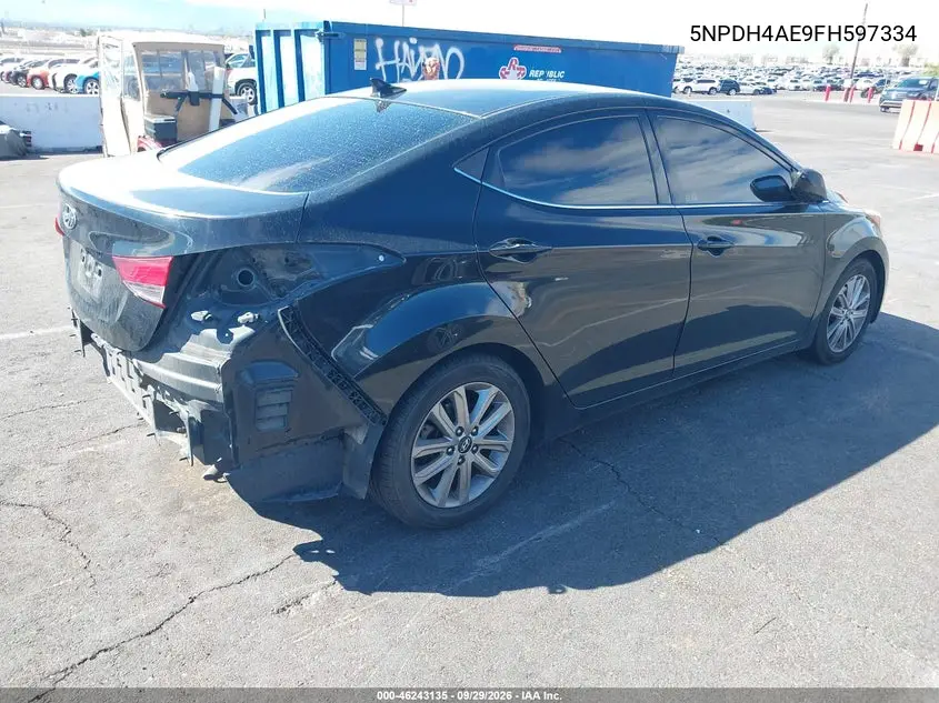2015 HYUNDAI ELANTRA VIN 5NPDH4AE9FH597334 — фото 4
