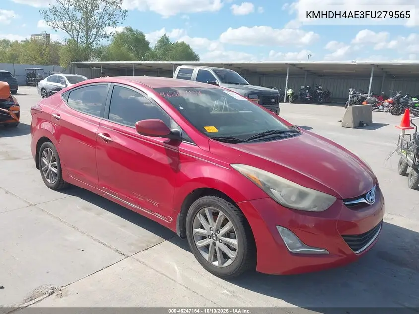 HYUNDAI ELANTRA 2015, VIN KMHDH4AE3FU279565