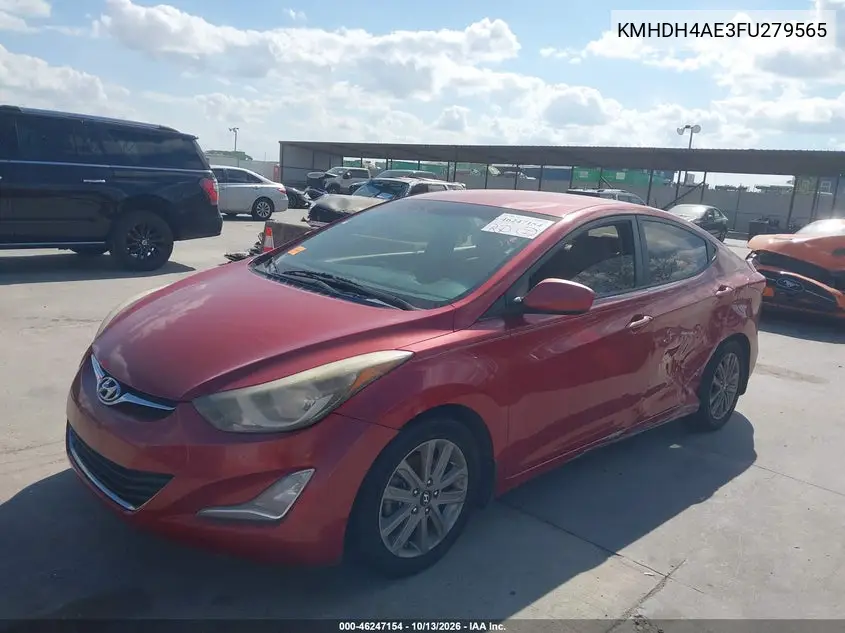 2015 HYUNDAI ELANTRA VIN KMHDH4AE3FU279565 — фото 2