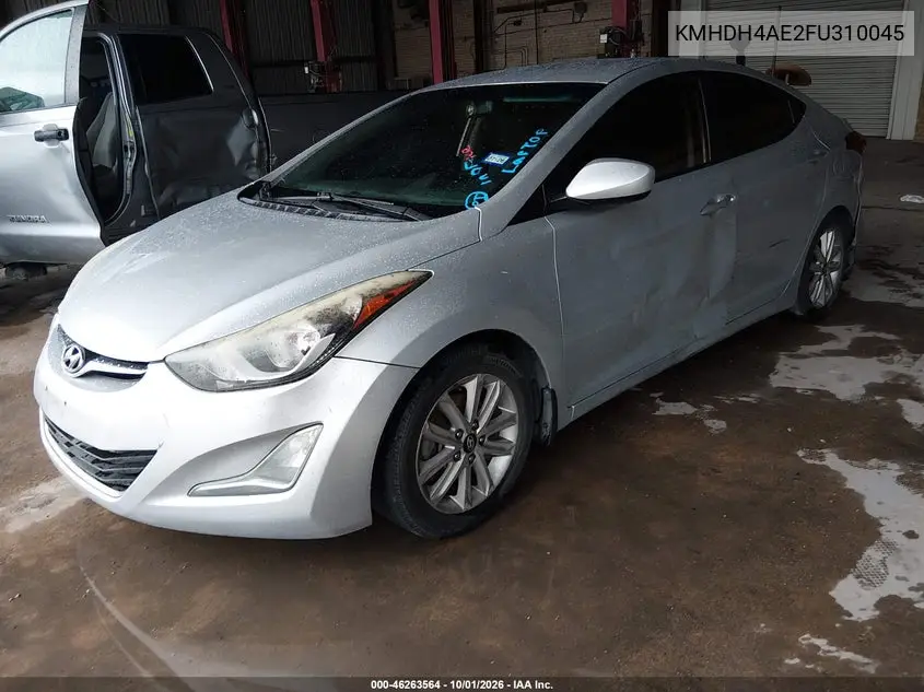 2015 HYUNDAI ELANTRA VIN KMHDH4AE2FU310045 — фото 2